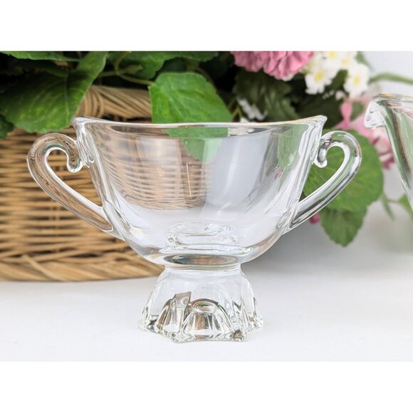 Vintage Fostoria Gold-Rimmed Sugar Bowl and Creamer 60s MCM Service Coffee Tea - Picture 6 of 10